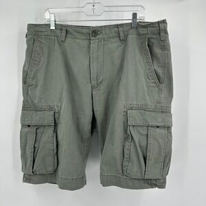 Gap Khakis Lived In Short Cargo Shorts Mens 38 Olive Green Cotton 11.5 In Inseam